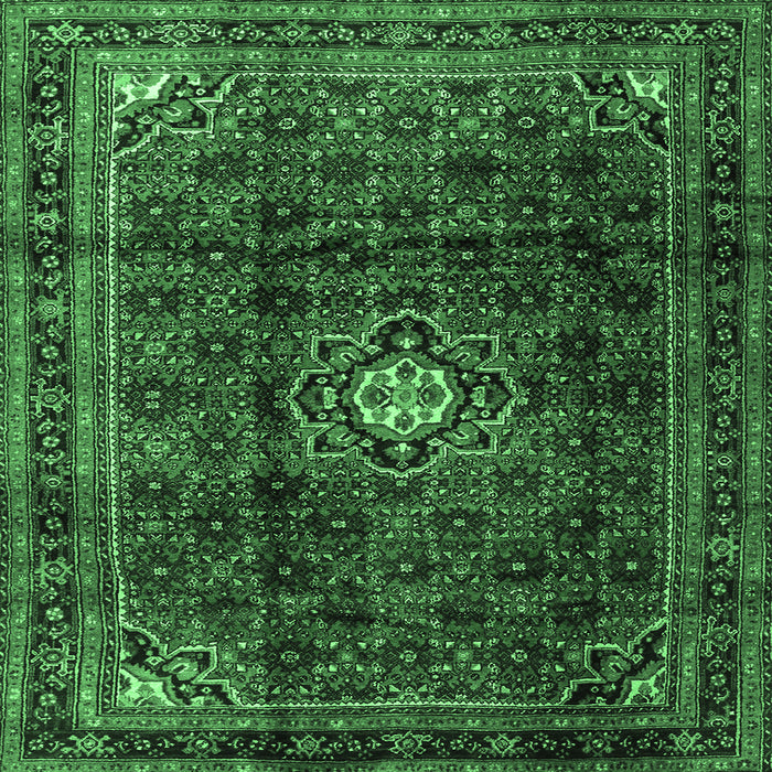 Square Machine Washable Persian Emerald Green Traditional Area Rugs, wshtr2158emgrn