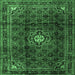 Square Machine Washable Persian Emerald Green Traditional Area Rugs, wshtr2158emgrn