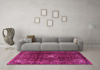 Machine Washable Persian Pink Traditional Rug, wshtr2158pnk