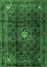 Machine Washable Persian Emerald Green Traditional Area Rugs, wshtr2158emgrn