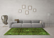 Machine Washable Persian Green Traditional Area Rugs in a Living Room,, wshtr2158grn