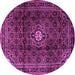 Round Machine Washable Persian Purple Traditional Area Rugs, wshtr2158pur