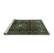 Sideview of Machine Washable Persian Turquoise Traditional Area Rugs, wshtr2158turq