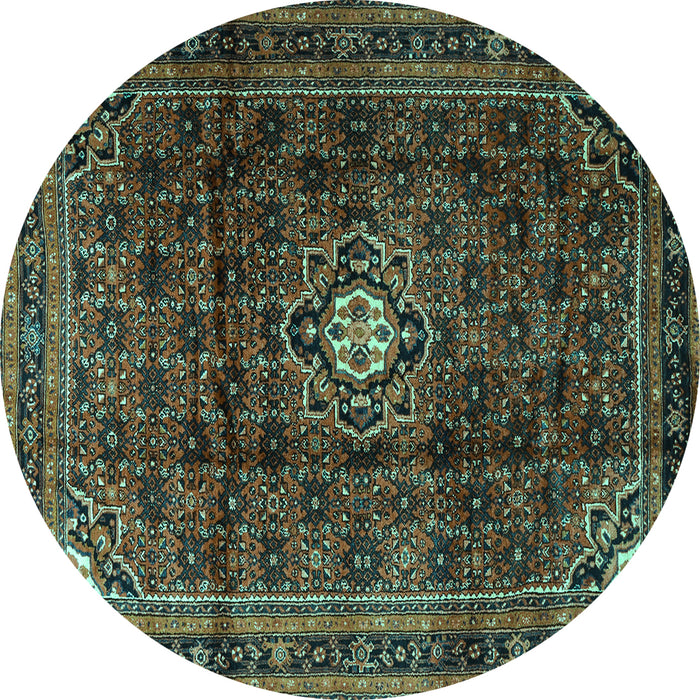 Round Persian Turquoise Traditional Rug, tr2158turq
