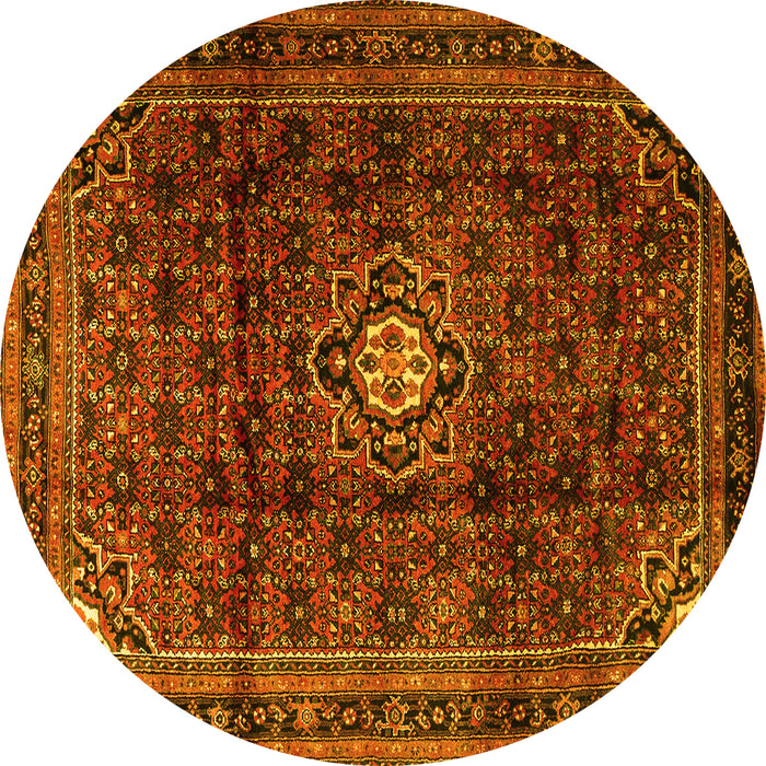 Round Machine Washable Persian Yellow Traditional Rug, wshtr2158yw