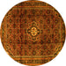 Round Machine Washable Persian Yellow Traditional Rug, wshtr2158yw