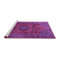 Sideview of Machine Washable Medallion Purple Traditional Area Rugs, wshtr2159pur