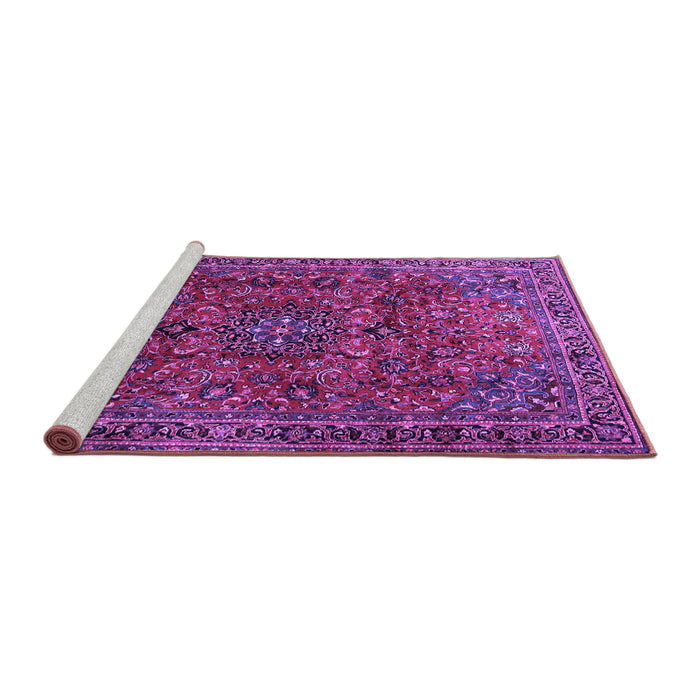 Sideview of Machine Washable Medallion Purple Traditional Area Rugs, wshtr2159pur