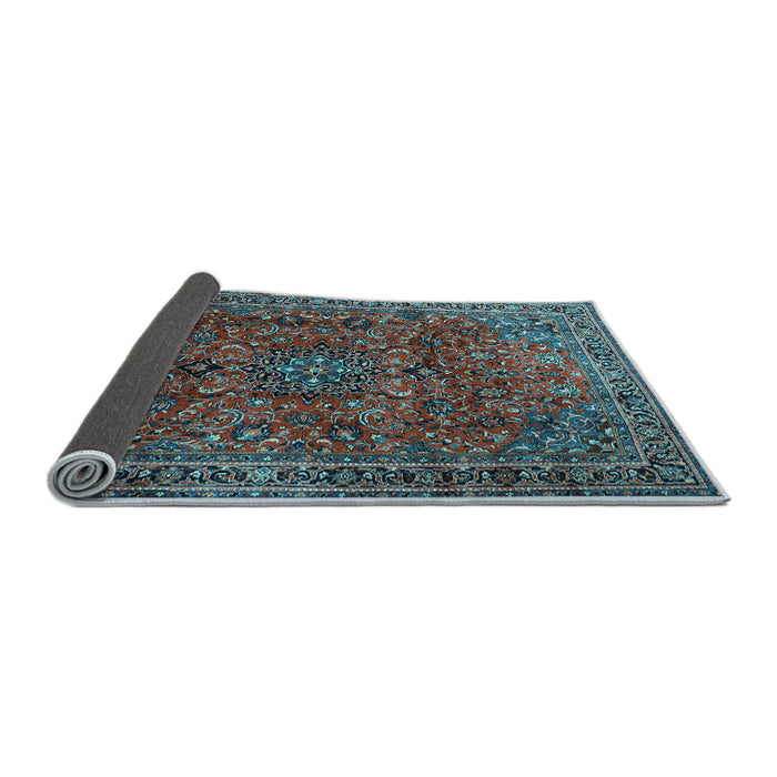 Sideview of Medallion Light Blue Traditional Rug, tr2159lblu