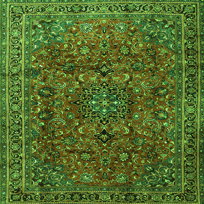 Serging Thickness of Medallion Green Traditional Rug, tr2159grn