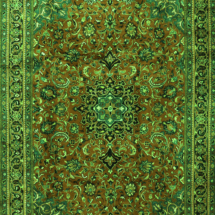 Serging Thickness of Machine Washable Medallion Green Traditional Area Rugs, wshtr2159grn