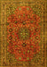 Machine Washable Medallion Yellow Traditional Rug, wshtr2159yw