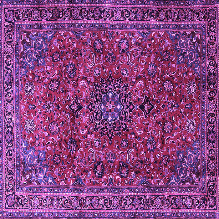 Square Machine Washable Medallion Purple Traditional Area Rugs, wshtr2159pur
