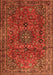 Serging Thickness of Machine Washable Medallion Orange Traditional Area Rugs, wshtr2159org