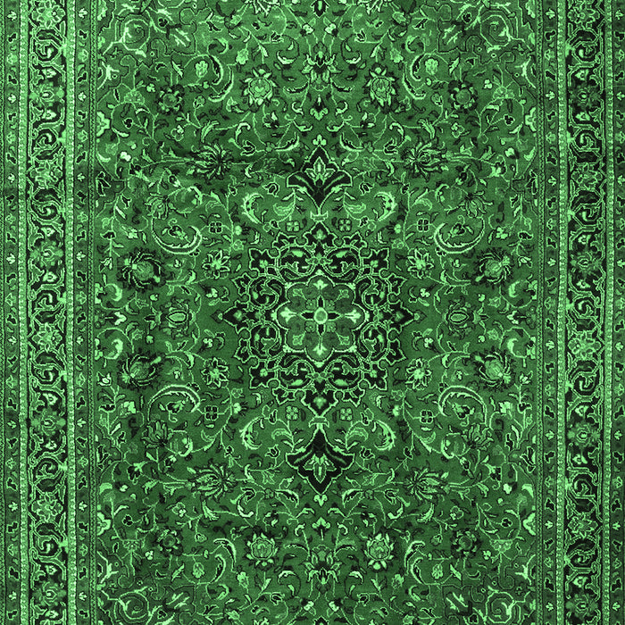 Machine Washable Medallion Emerald Green Traditional Area Rugs, wshtr2159emgrn