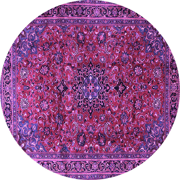Round Medallion Purple Traditional Rug, tr2159pur