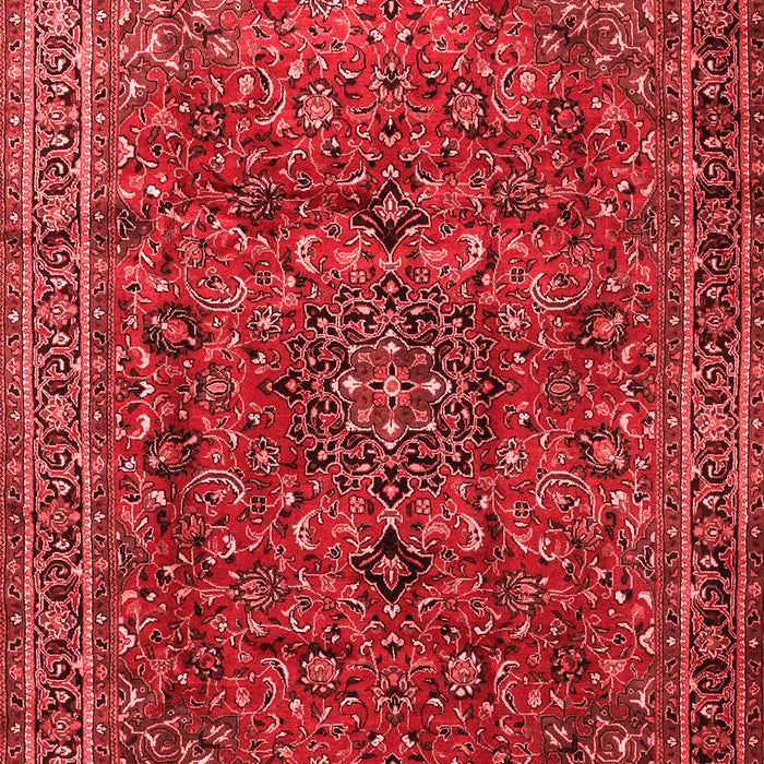 Machine Washable Medallion Red Traditional Rug, wshtr2159red