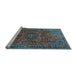 Sideview of Machine Washable Medallion Light Blue Traditional Rug, wshtr2159lblu