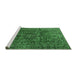 Sideview of Machine Washable Medallion Emerald Green Traditional Area Rugs, wshtr2159emgrn