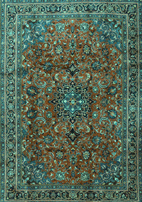 Medallion Turquoise Traditional Rug, tr2159turq