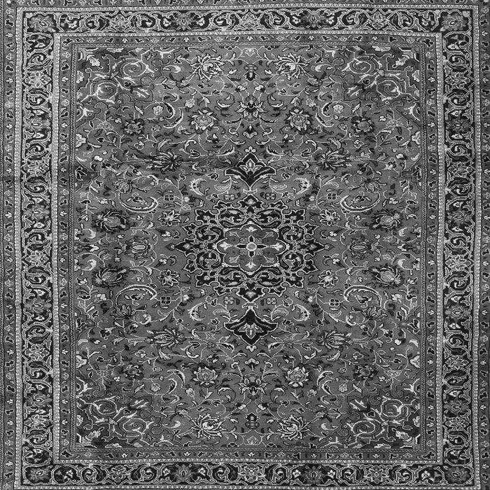 Round Machine Washable Medallion Gray Traditional Rug, wshtr2159gry