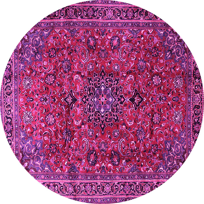 Round Medallion Pink Traditional Rug, tr2159pnk