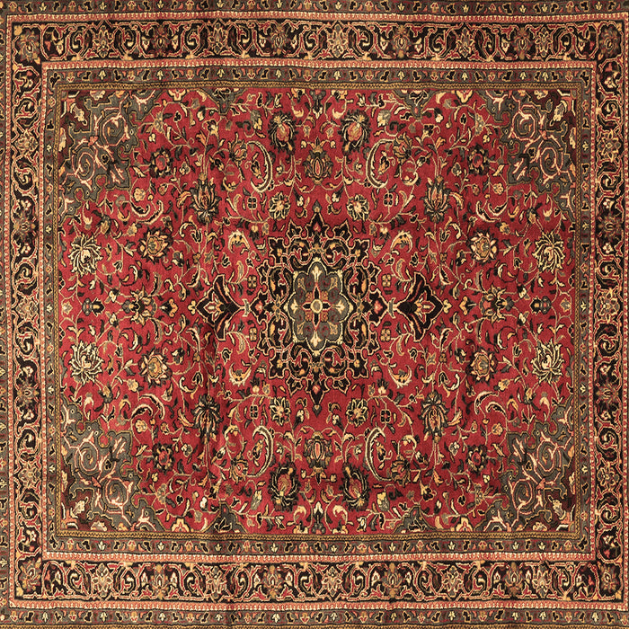 Square Machine Washable Medallion Brown Traditional Rug, wshtr2159brn