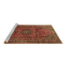 Sideview of Machine Washable Medallion Brown Traditional Rug, wshtr2159brn