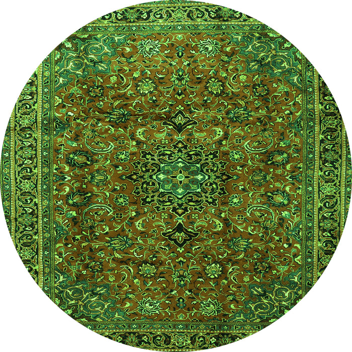 Machine Washable Medallion Green Traditional Area Rugs, wshtr2159grn