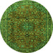 Machine Washable Medallion Green Traditional Area Rugs, wshtr2159grn