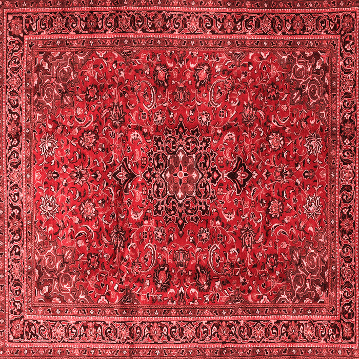 Machine Washable Medallion Red Traditional Rug, wshtr2159red