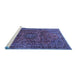 Sideview of Machine Washable Medallion Blue Traditional Rug, wshtr2159blu