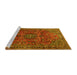 Sideview of Machine Washable Medallion Yellow Traditional Rug, wshtr2159yw