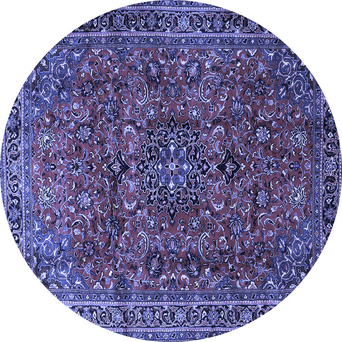 Round Medallion Blue Traditional Rug, tr2159blu