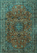 Machine Washable Medallion Turquoise Traditional Area Rugs, wshtr2159turq