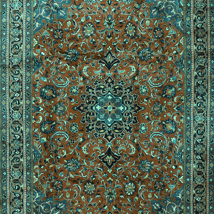 Machine Washable Medallion Turquoise Traditional Area Rugs, wshtr2159turq