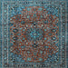 Square Medallion Light Blue Traditional Rug, tr2159lblu