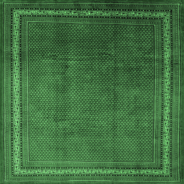 Square Persian Emerald Green Traditional Rug, tr215emgrn