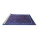 Sideview of Machine Washable Persian Blue Traditional Rug, wshtr215blu