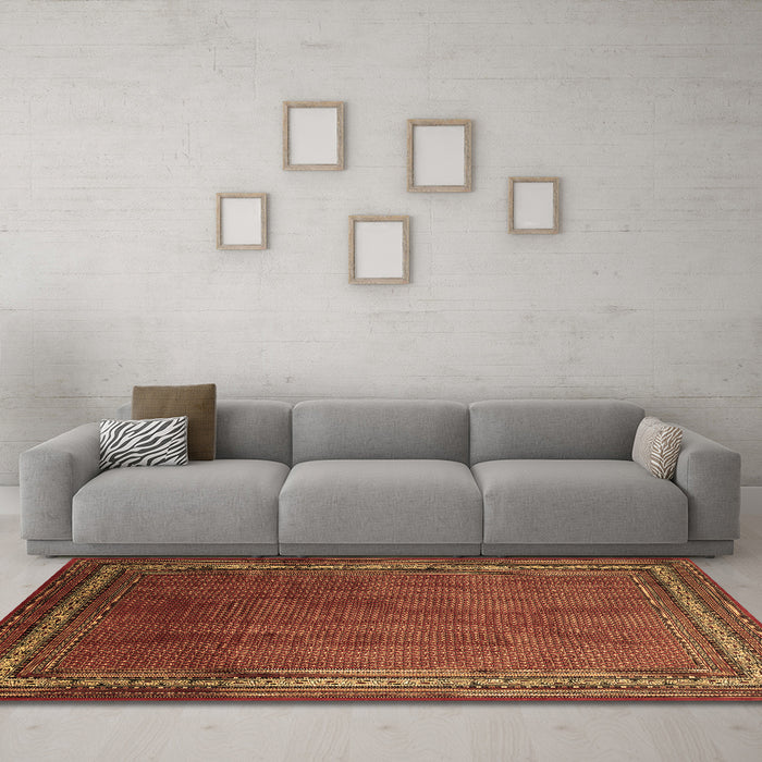Machine Washable Persian Brown Traditional Rug in a Living Room,, wshtr215brn