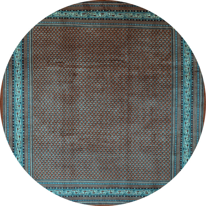 Round Machine Washable Persian Light Blue Traditional Rug, wshtr215lblu
