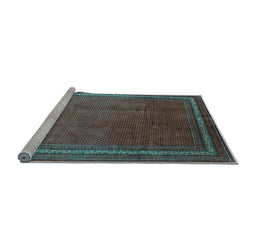 Sideview of Machine Washable Persian Light Blue Traditional Rug, wshtr215lblu