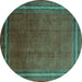 Round Persian Turquoise Traditional Rug, tr215turq