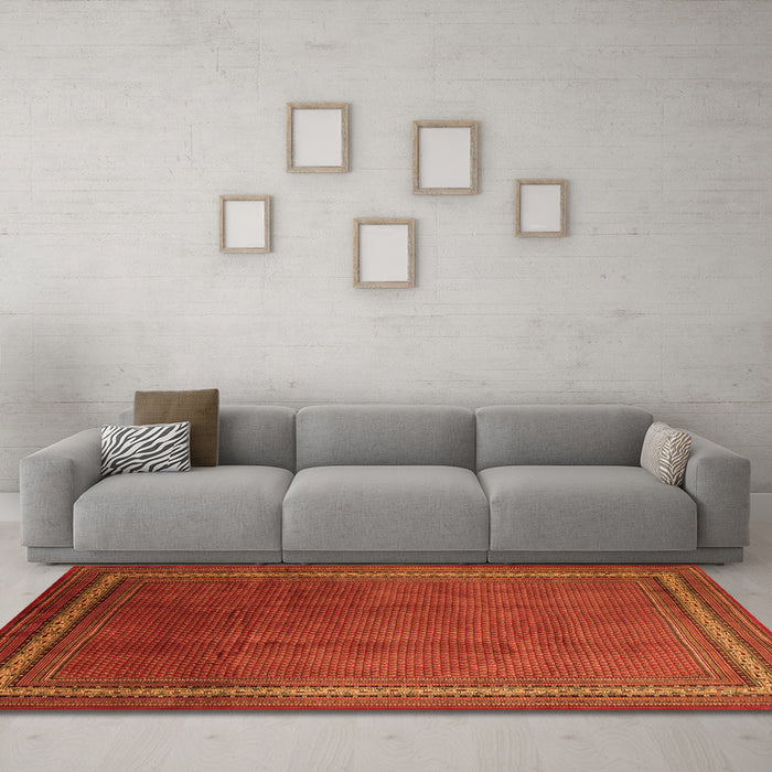 Machine Washable Persian Orange Traditional Area Rugs in a Living Room, wshtr215org