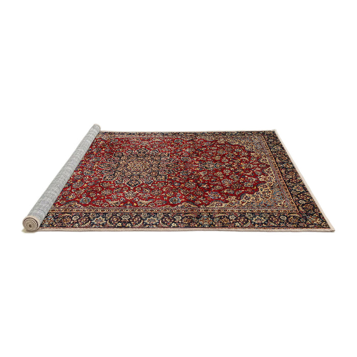 Sideview of Machine Washable Traditional Saffron Red Rug, wshtr2160