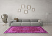 Machine Washable Medallion Pink Traditional Rug in a Living Room, wshtr2160pnk