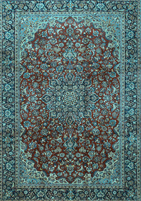 Medallion Light Blue Traditional Rug, tr2160lblu