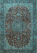 Medallion Light Blue Traditional Rug, tr2160lblu