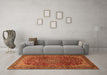 Machine Washable Medallion Orange Traditional Area Rugs in a Living Room, wshtr2160org