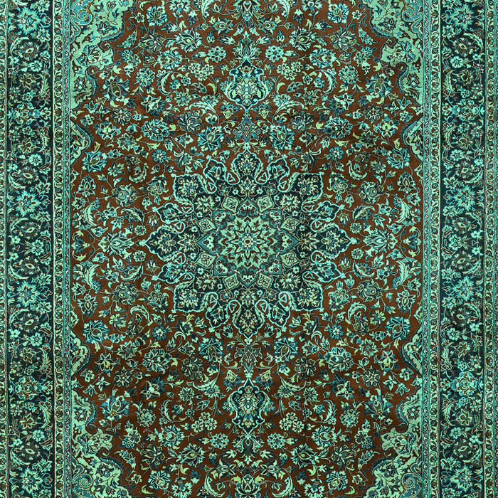 Machine Washable Medallion Turquoise Traditional Area Rugs, wshtr2160turq